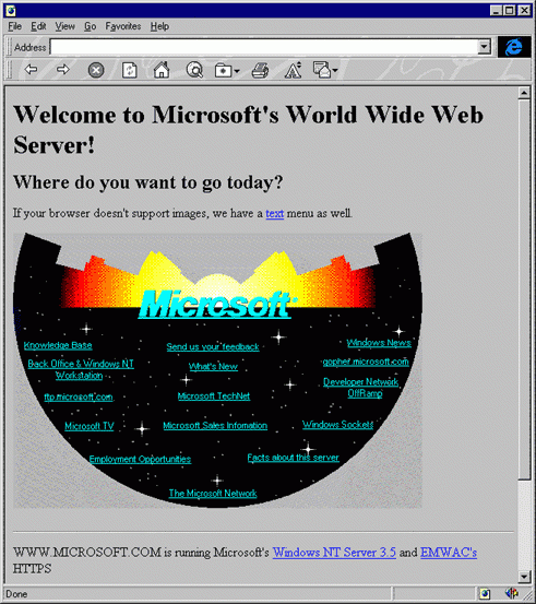 Blog CSW Sites - Microsoft relança site com visual de 20 anos atrás