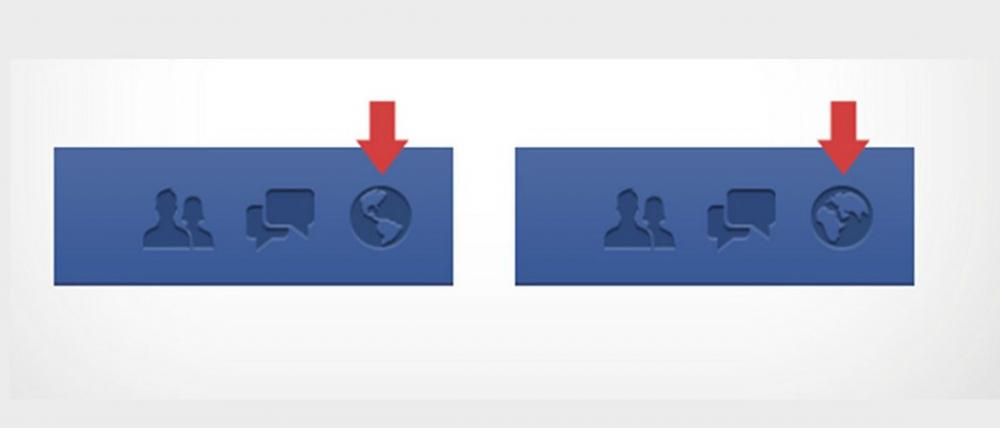 Facebook muda o ícone de notificação de acordo com o seu país