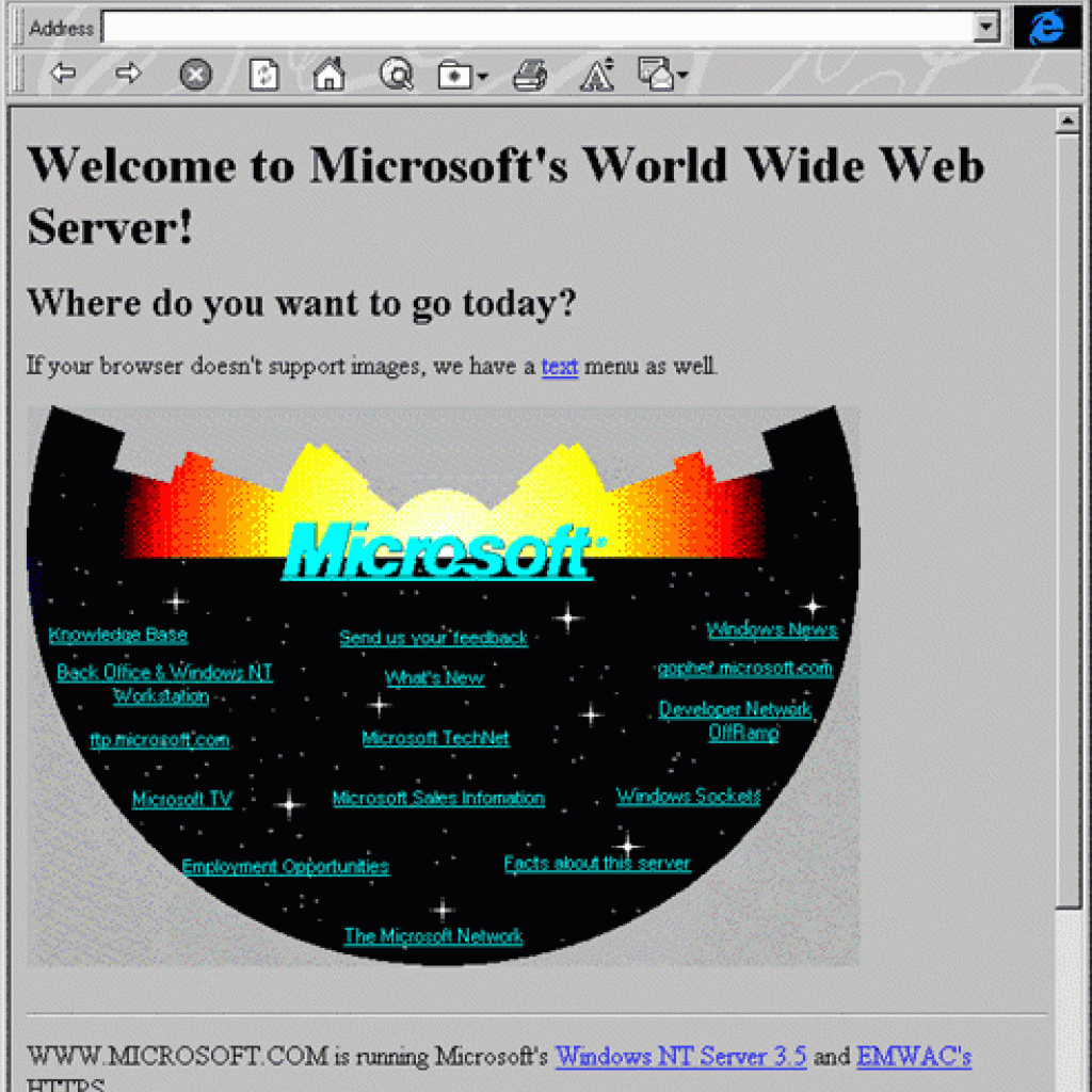 Microsoft relança site com visual de 20 anos atrás